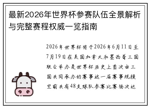 最新2026年世界杯参赛队伍全景解析与完整赛程权威一览指南